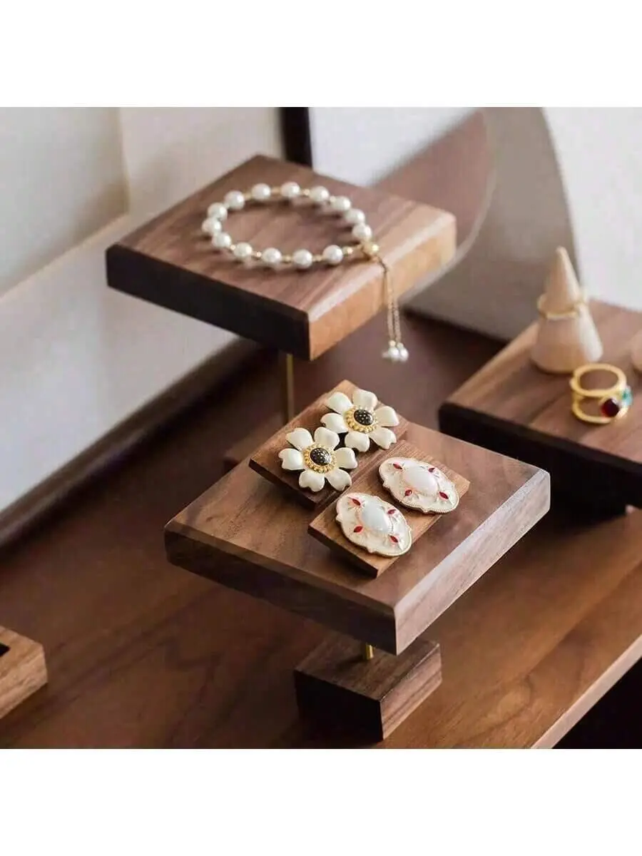 Wooden Walnut Tray Case Bracelet organizer Jewelry Display Stands Cosmetics holders Ring Doll Sheet Pad Stamps Block Customized