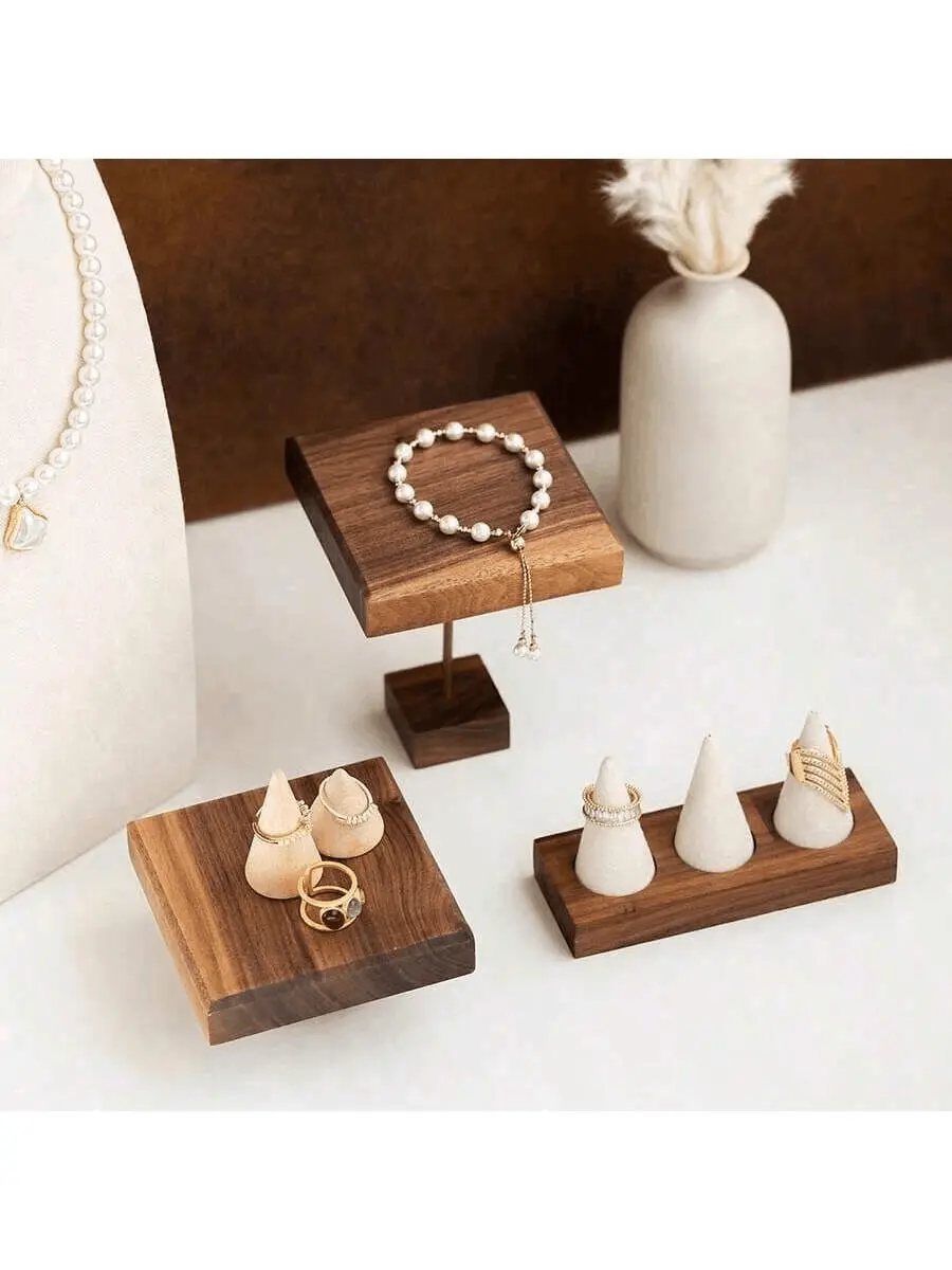Wooden Walnut Tray Case Bracelet organizer Jewelry Display Stands Cosmetics holders Ring Doll Sheet Pad Stamps Block Customized