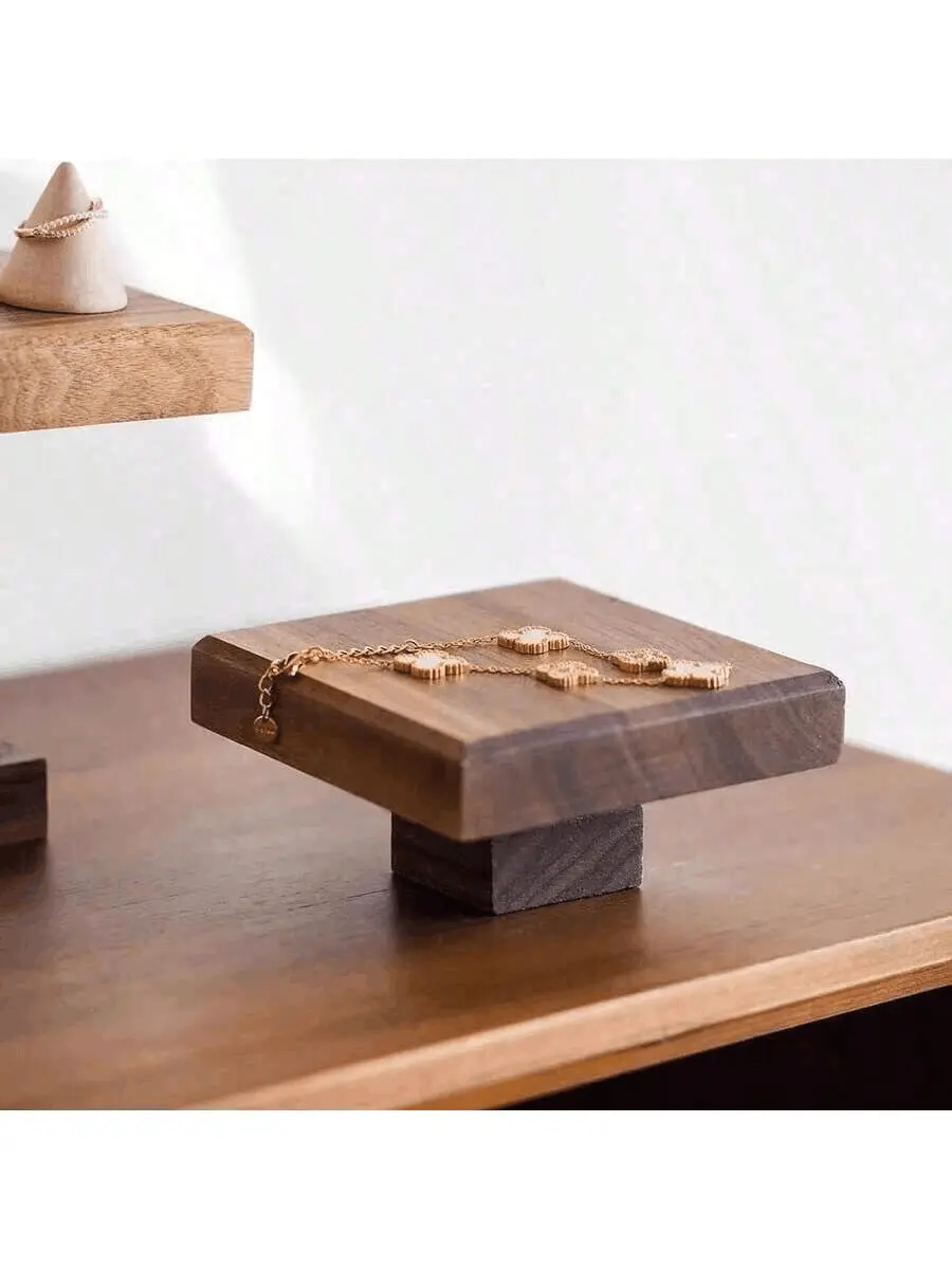 Wooden Walnut Tray Case Bracelet organizer Jewelry Display Stands Cosmetics holders Ring Doll Sheet Pad Stamps Block Customized