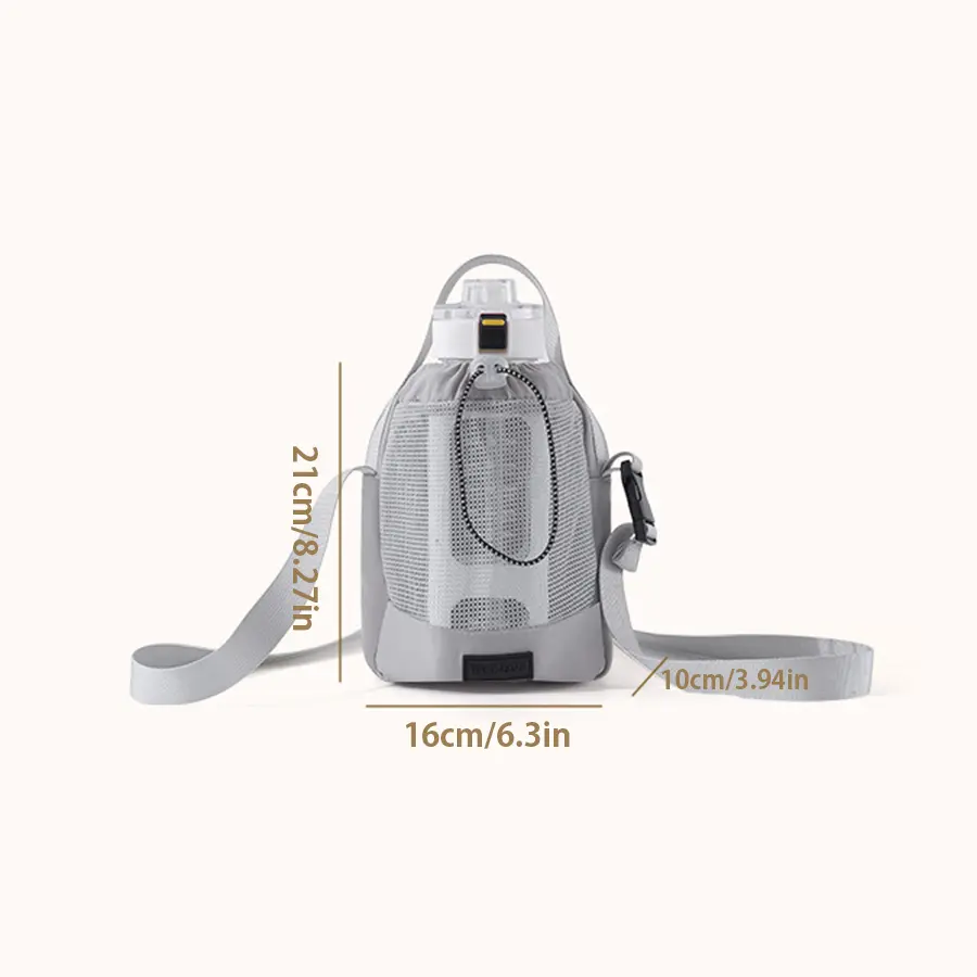 Water Bottle Carrier Bag With Mesh Front Pocket Adjustable Shoulder Strap Portable Sports Bag For Outdoor Sports Activities