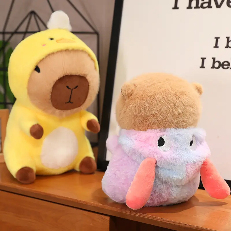 Funny Creative Kawaii Transform Capybara Wear Hat Plush Doll Rabbit Unicorn Dog Duck Bear Hat Animal Transform Gift For Girls