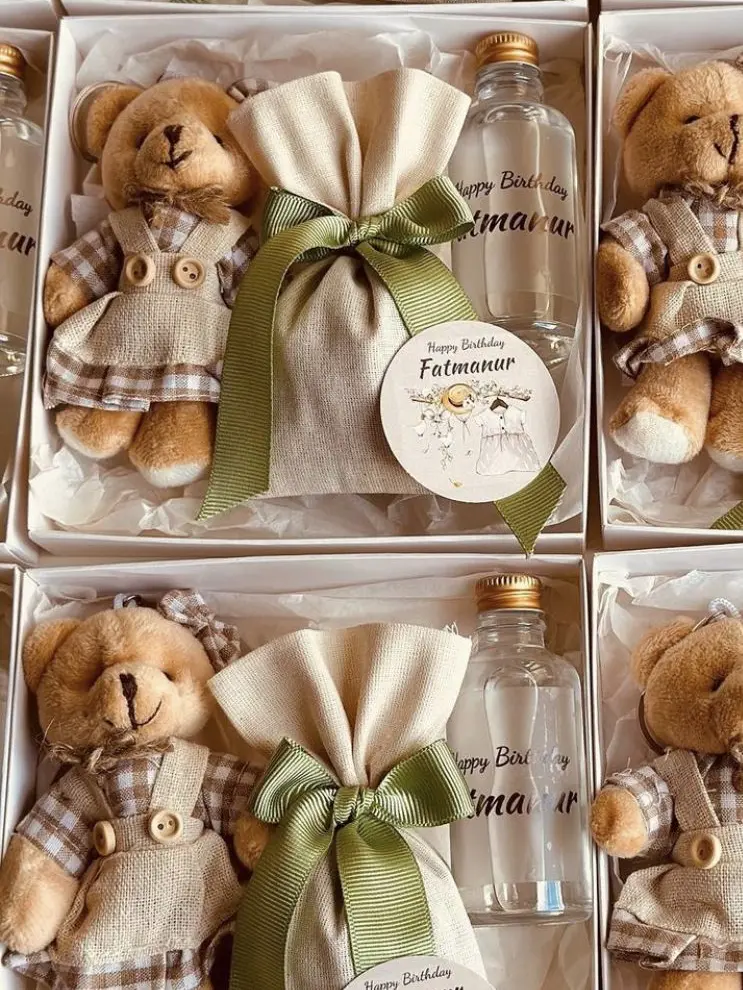 12-48PCS Mini Bear Stuffed Animal Toys Bulk 10cm Soft Plush Bears with Burlap Clothes for Baby Shower Birthday Party Decoration