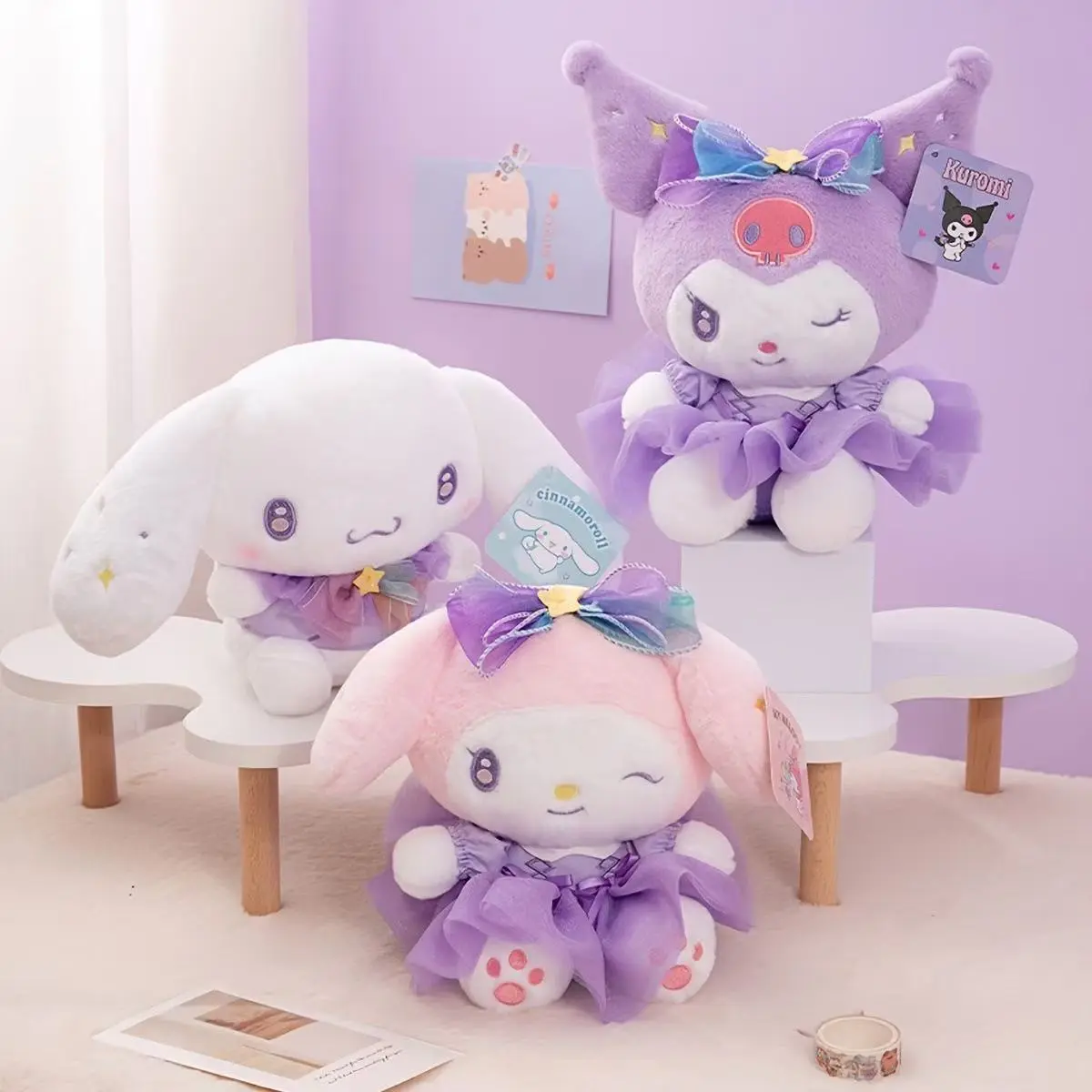 25cm Sanrio Peluche Toy Melody Kuromi Stuffed Plush Hello Kitty Cinnamoroll Plushine Home Decor Plushie Toy Girl Birthday Gift