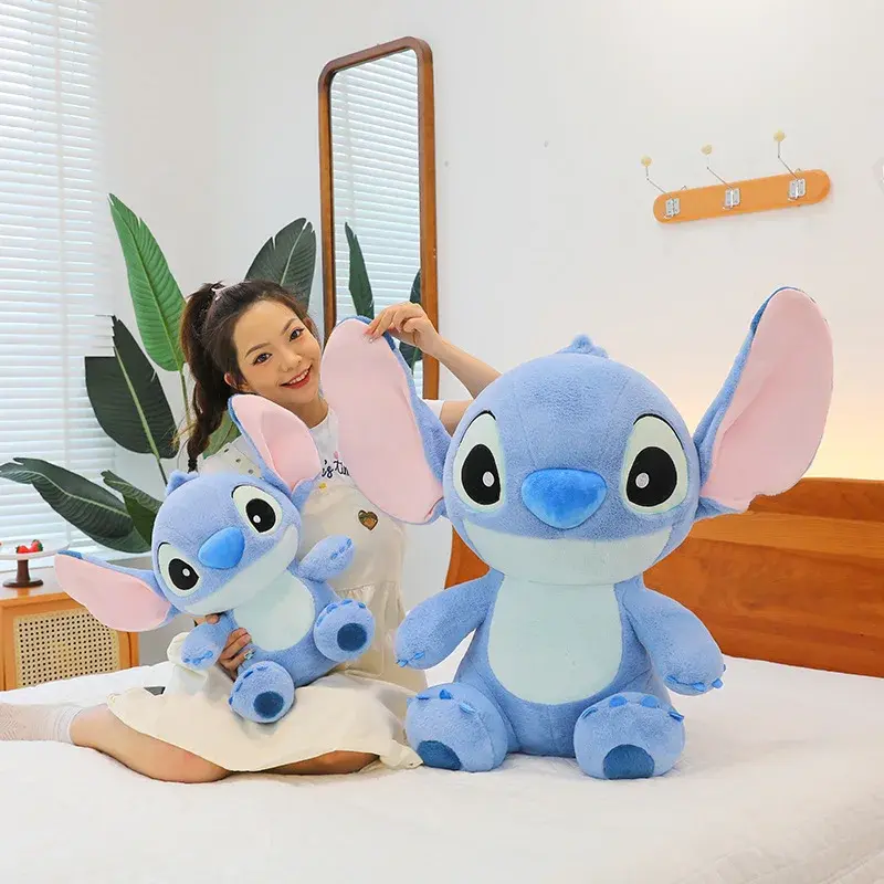 Disney Cute Blue Stitch Stuffed Plush Toy Cartoon Anime Stitch Kawaii Sleeping Pillow Plush Doll Giving Girls Birthday Gifts