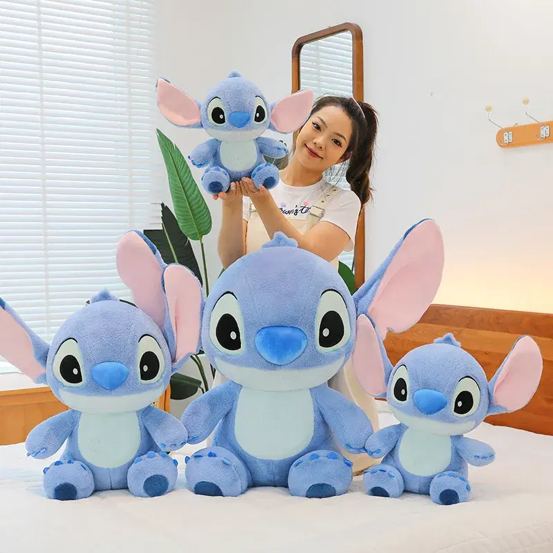 Disney Cute Blue Stitch Stuffed Plush Toy Cartoon Anime Stitch Kawaii Sleeping Pillow Plush Doll Giving Girls Birthday Gifts