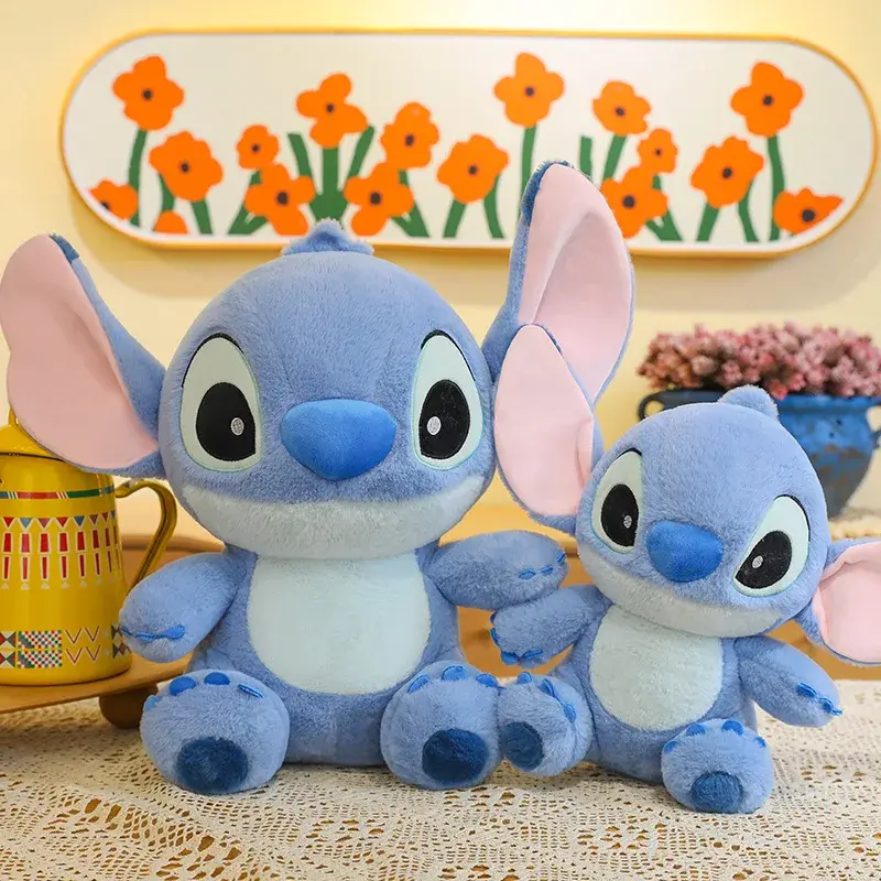 Disney Cute Blue Stitch Stuffed Plush Toy Cartoon Anime Stitch Kawaii Sleeping Pillow Plush Doll Giving Girls Birthday Gifts