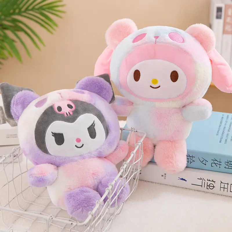 Sanlio Colorful Kuromi Plush Toy Cute Melody Jade Guigou Plush Doll Grab Machine Doll for Girlfriend's Birthday Gift