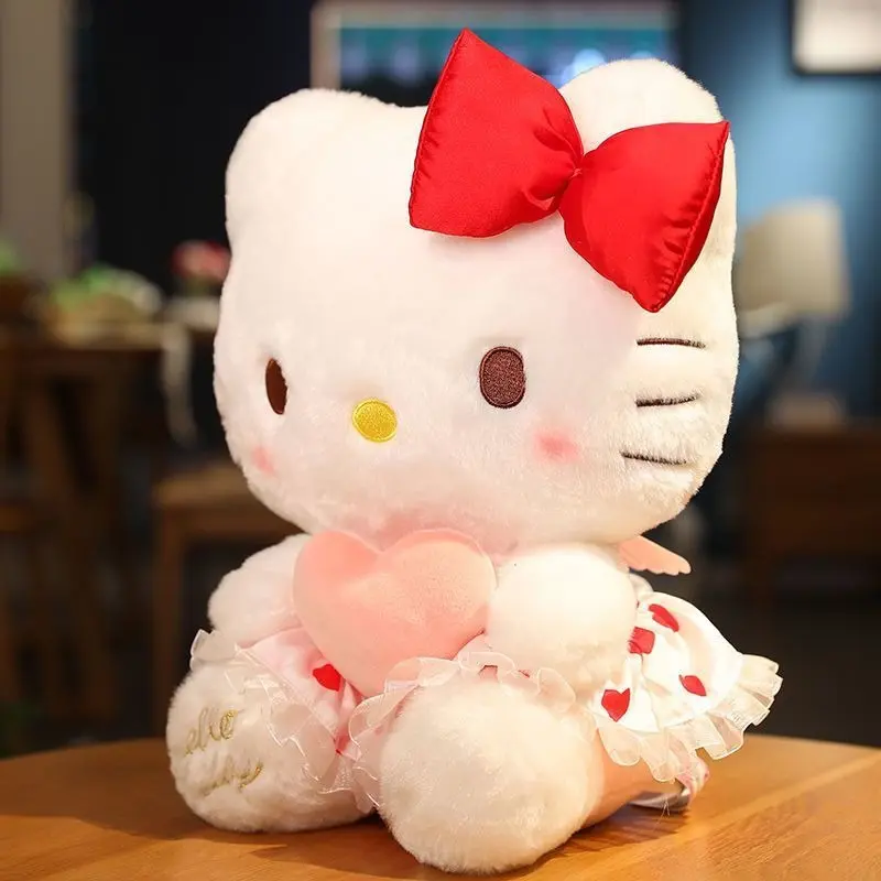 Sanrio Hello Kitty Stuffed Plush Toy Cartoon Anime Pink Heart Hugging Plush Doll Sleeping Pillow Giving Girlfriend Holiday Gift