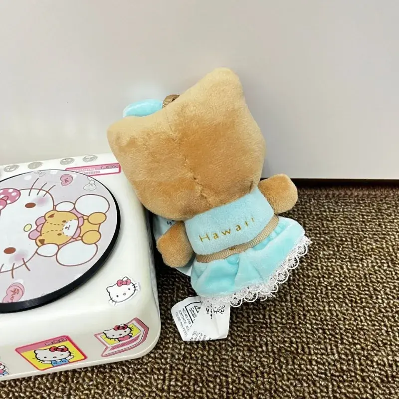 2025 New Hawaii Surfing Blackskin Hello Kitty Plush Keychain Girl Bag Zipper Decoration Pendant College Uniform Long Legs Kitty