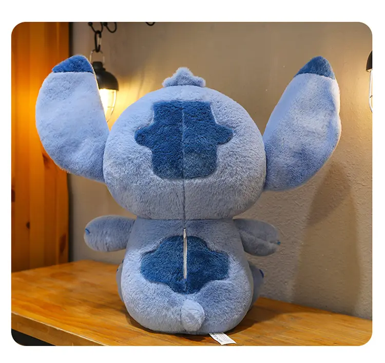 32cm New Blue Rabbit Fur Stitching Cute Stitch Plush Toy Soft and Comfortable Cartoon Stuffed Doll Birthday Gift