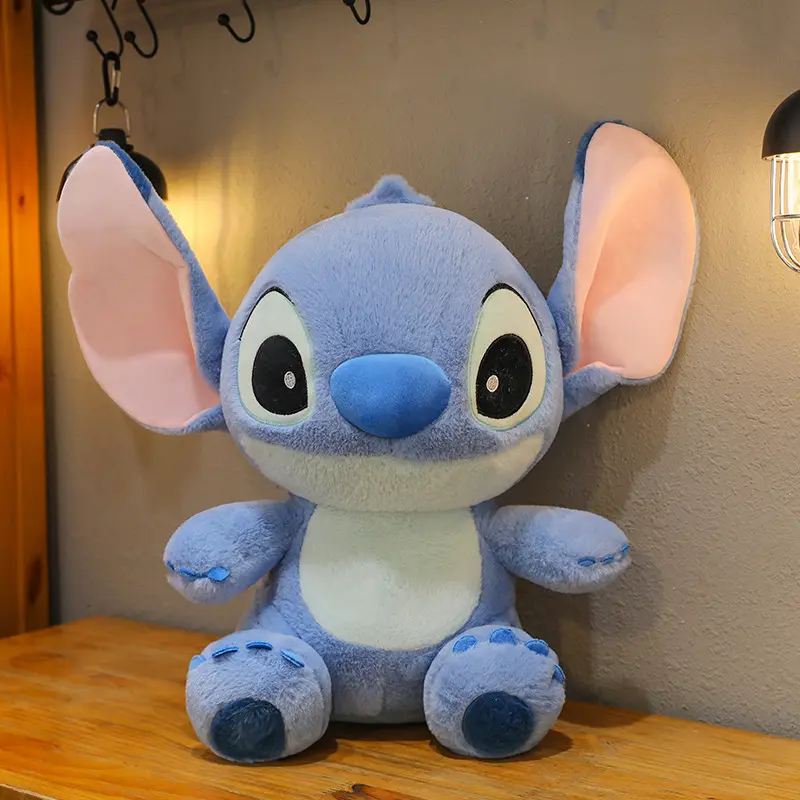 32cm New Blue Rabbit Fur Stitching Cute Stitch Plush Toy Soft and Comfortable Cartoon Stuffed Doll Birthday Gift