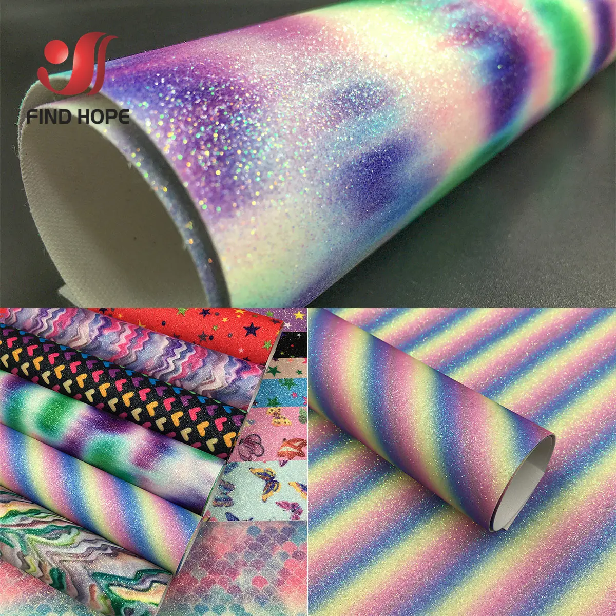 A4 A5 Floral Print Sparkly Star Fine Glitter Rainbow iridescent Vinyl Fauc Leather Fabric Bow Craft DIY Earring Material Sheets