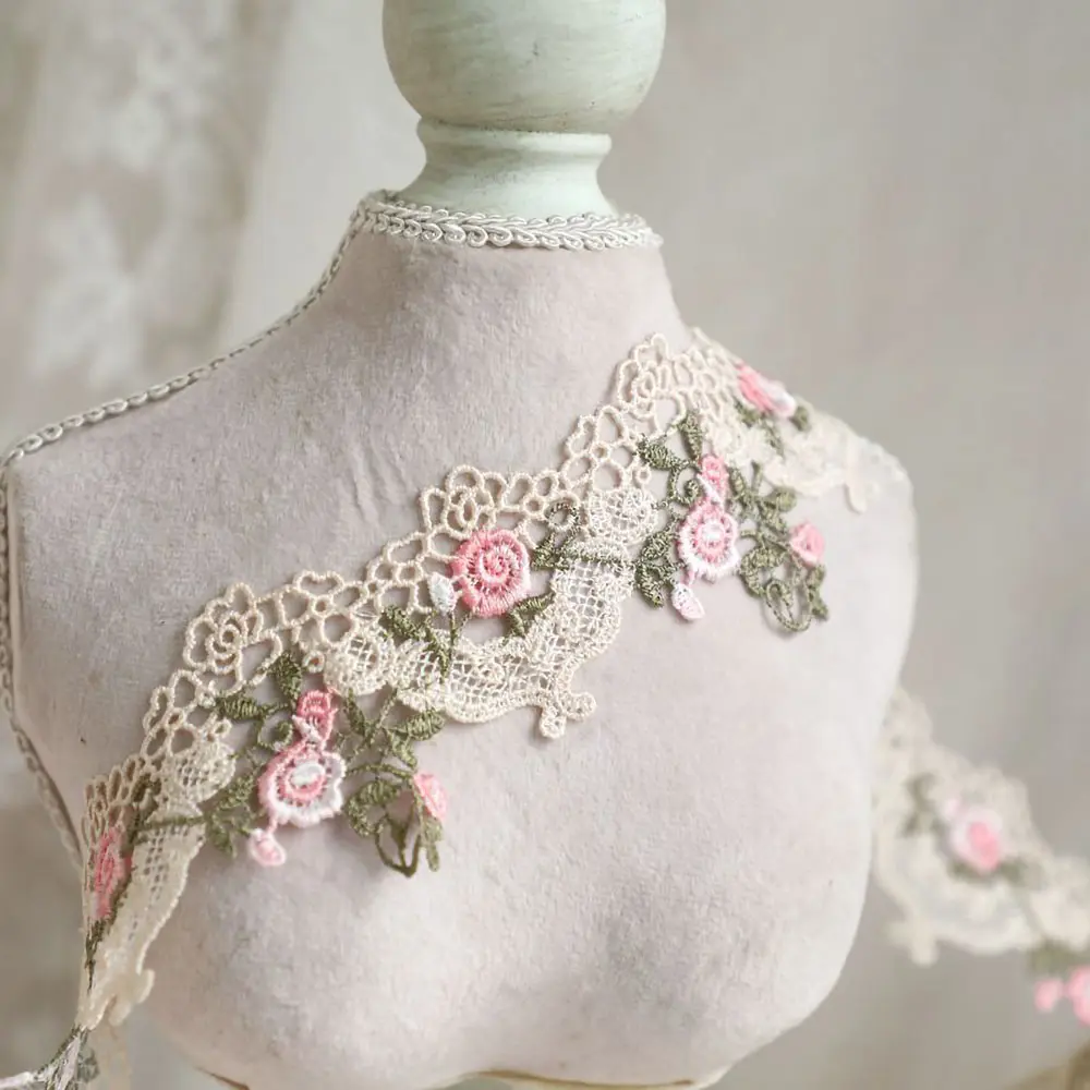 Polyester Lace Trimming 6x91cm Beige Multi-Color for Children Wear Garment Cuff Decoration Floral Arrangements Package Craft DIY