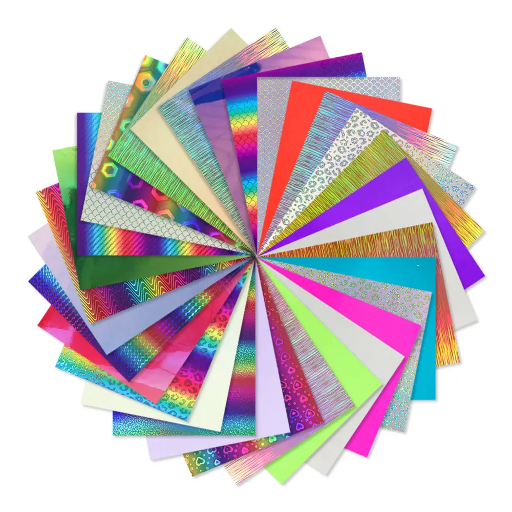 Adhesive Backed Vinyl 12" x 10"/12"x19" Sheet 32 Assorted Colors Works with cut and Other Cutters for Window Gift Cards Decor