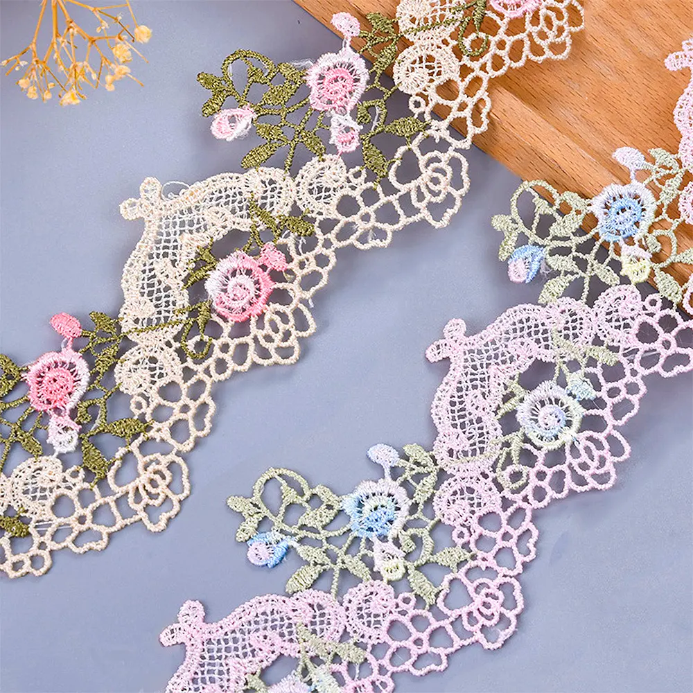 Polyester Lace Trimming 6x91cm Beige Multi-Color for Children Wear Garment Cuff Decoration Floral Arrangements Package Craft DIY