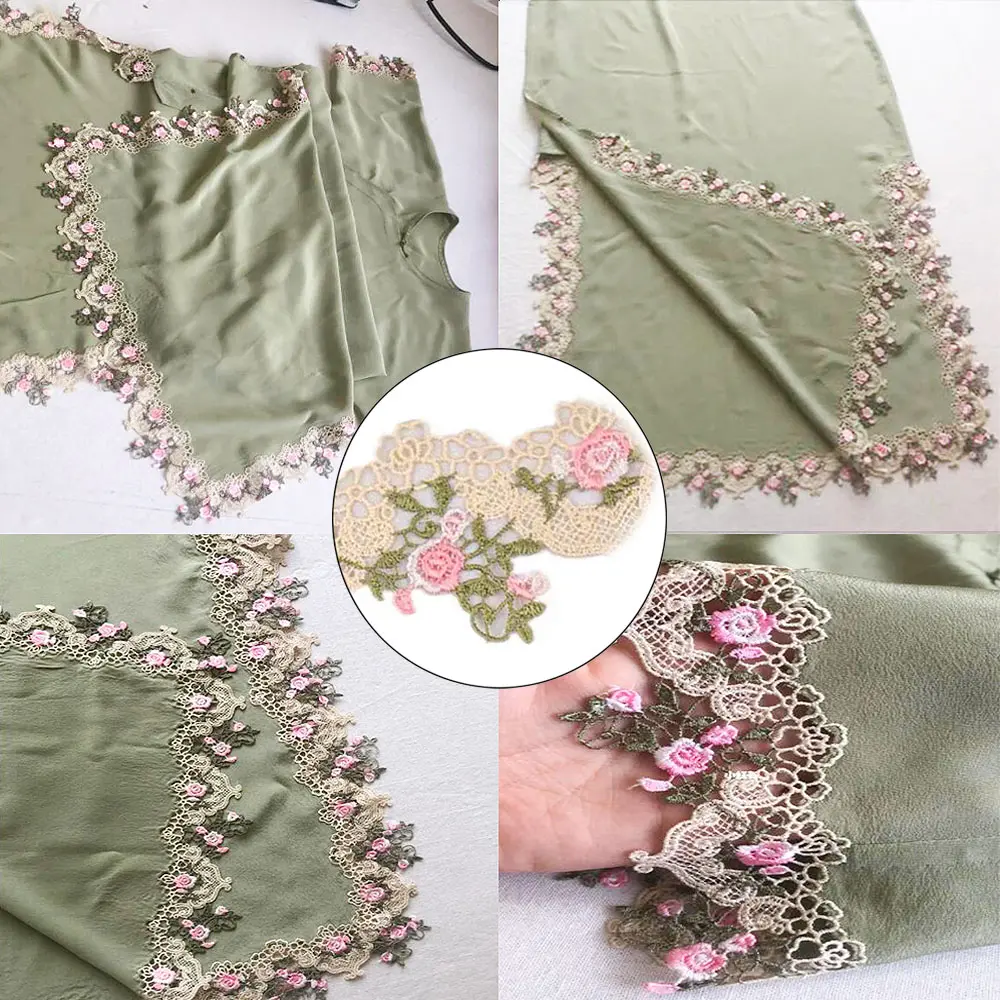 Polyester Lace Trimming 6x91cm Beige Multi-Color for Children Wear Garment Cuff Decoration Floral Arrangements Package Craft DIY