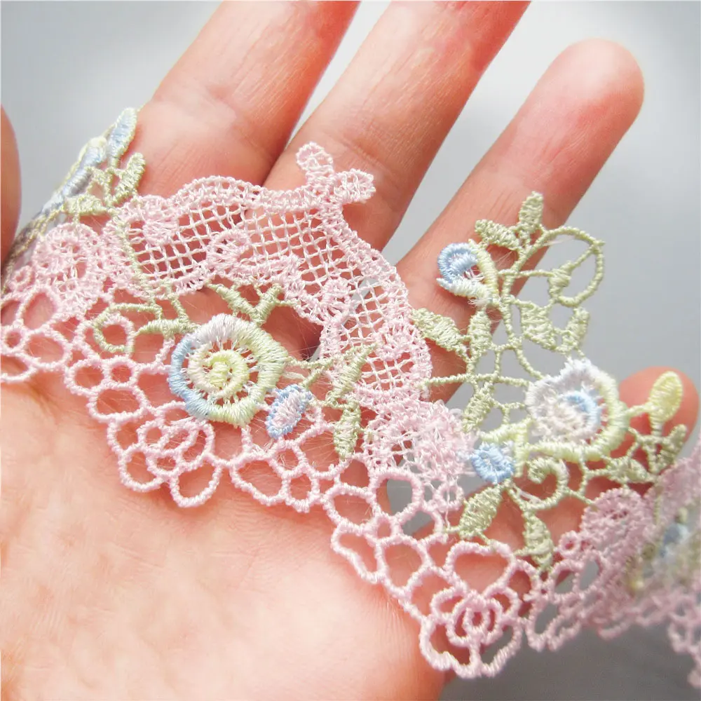 Polyester Lace Trimming 6x91cm Beige Multi-Color for Children Wear Garment Cuff Decoration Floral Arrangements Package Craft DIY