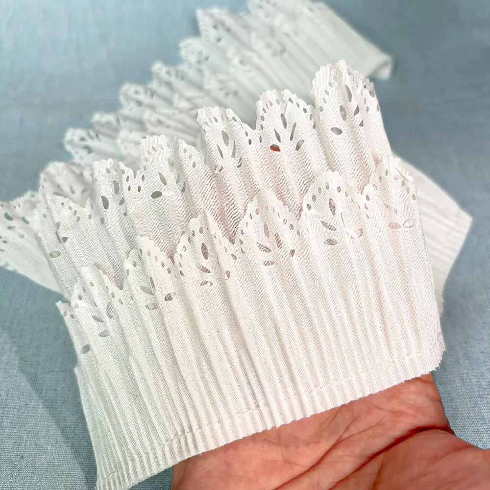 9CM Double Layer Pleated Chiffon Lace Trim Elastic Ruffle for Wedding Dresses Lolita Skirts & DIY Fashion Decoration