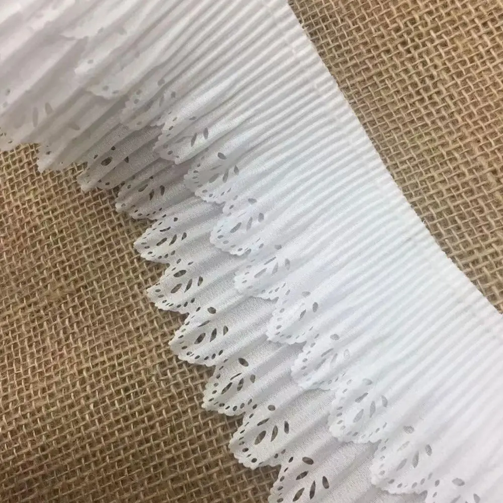 9CM Double Layer Pleated Chiffon Lace Trim Elastic Ruffle for Wedding Dresses Lolita Skirts & DIY Fashion Decoration