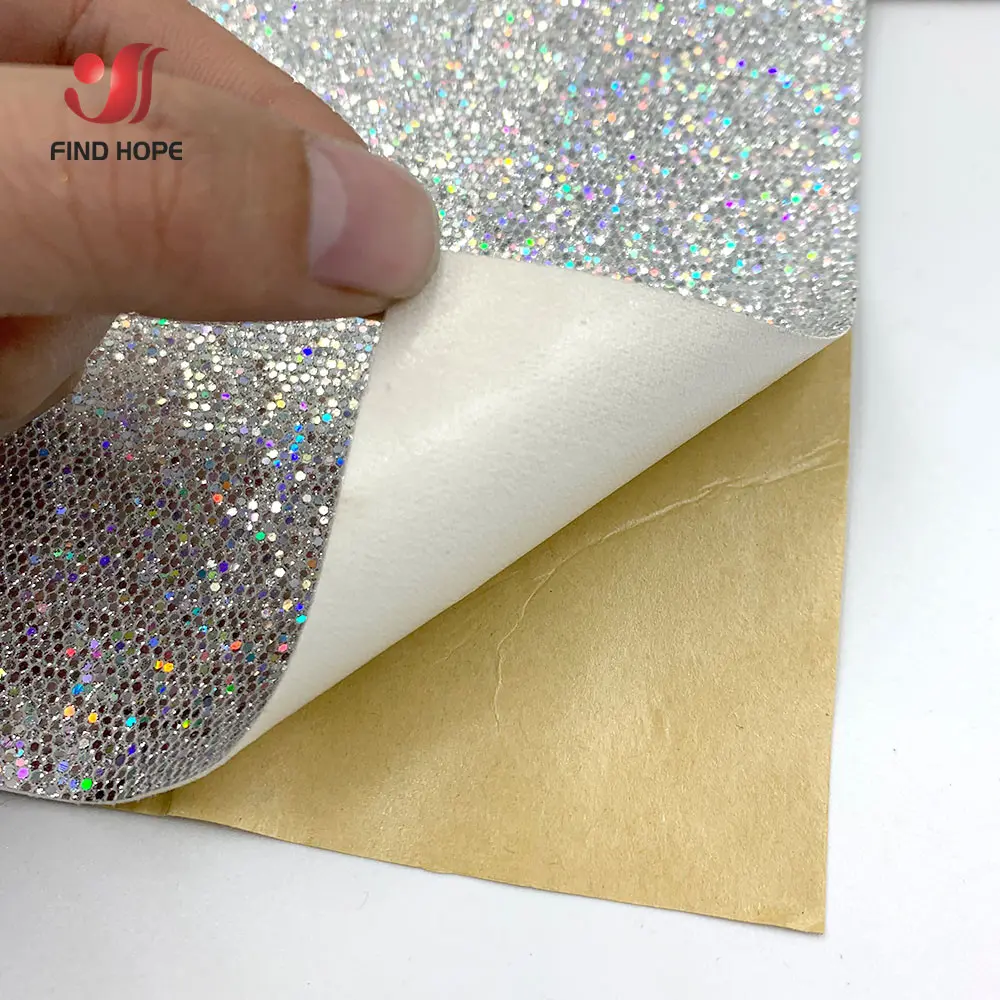 Self Adhesive Diamond Glitter PU Faux Leather Vinyl Sparkle For Craft Wallpaper Borders Bows Decor Material Handmade DIY