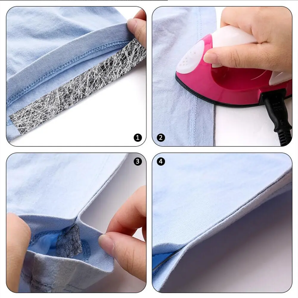 Hem Tape Iron On Adhesive Super Weight 70 Yards Total White No-Sew Hemming Tapes for Pants Curtains Dresses Fabrics DIY Sewing