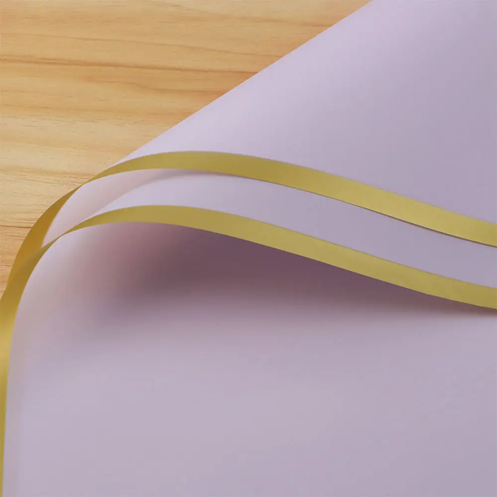 10 Sheet Gold Edge Floral Wrapping Paper Waterproof Bouquet Wrap Florist Supplies Fresh Flower Packaging Papers DIY For Gift Box