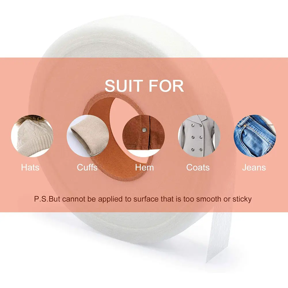 Hem Tape Iron On Adhesive Super Weight 70 Yards Total White No-Sew Hemming Tapes for Pants Curtains Dresses Fabrics DIY Sewing