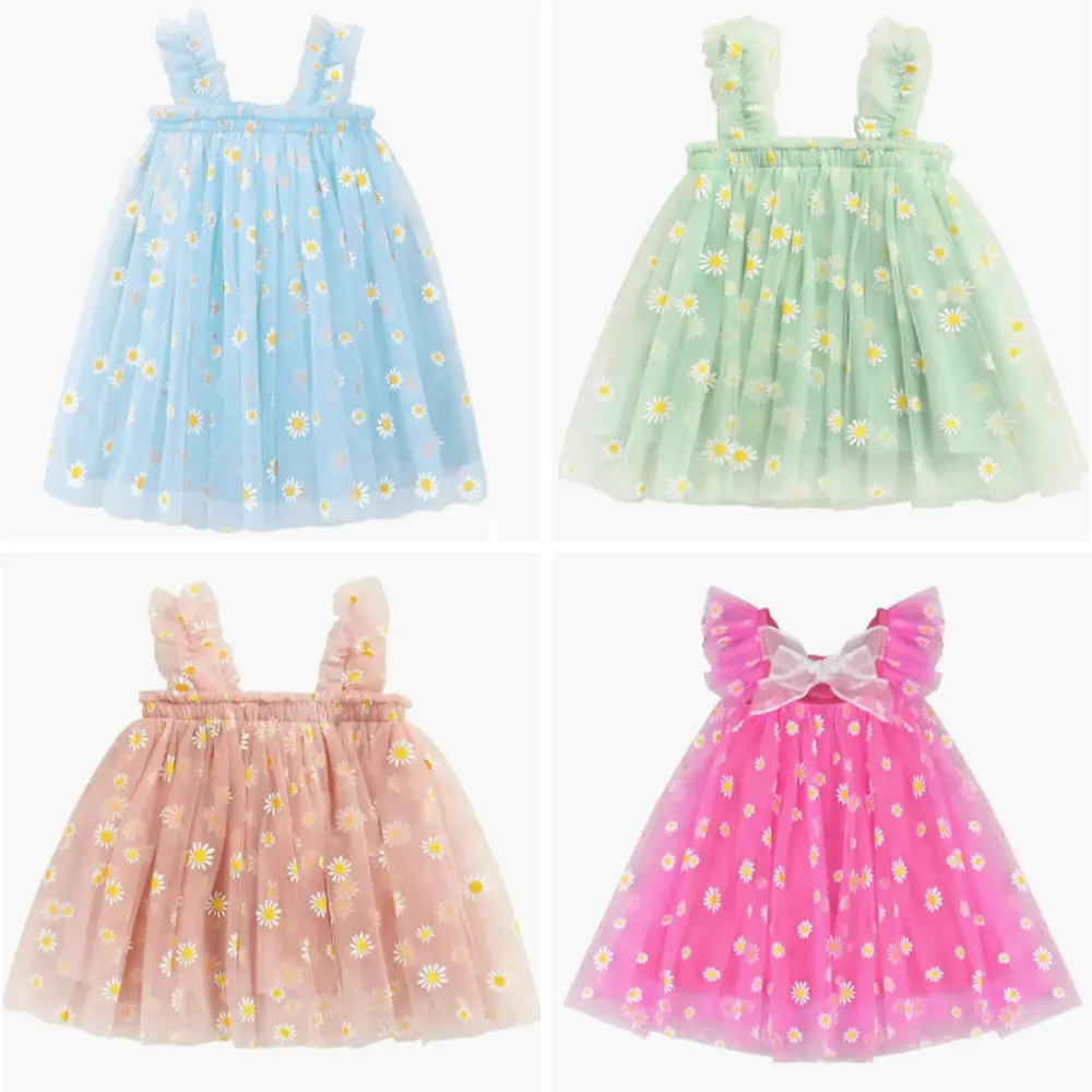 Daisy Flower Tulle Mesh Fabric 1.5x0.9m Softness for Baby Photo Backdrop Girl Dresses Boho Wedding Decor Party Curtain Supplies