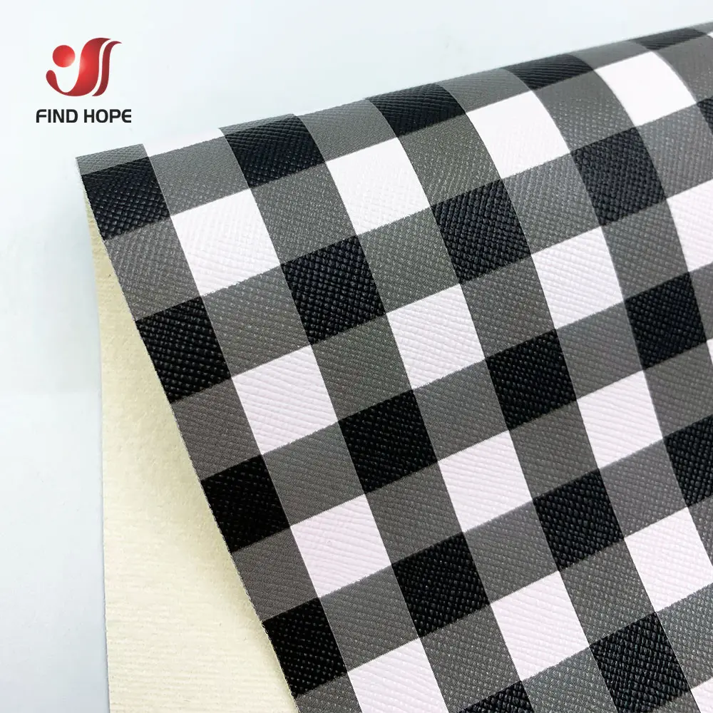 Gray White PLAID Vinyl PU Leatherette Fabric Faux Leather DIY Craft Brooch Hair Bows GIFT Handmade Earring Shoes Decor Material