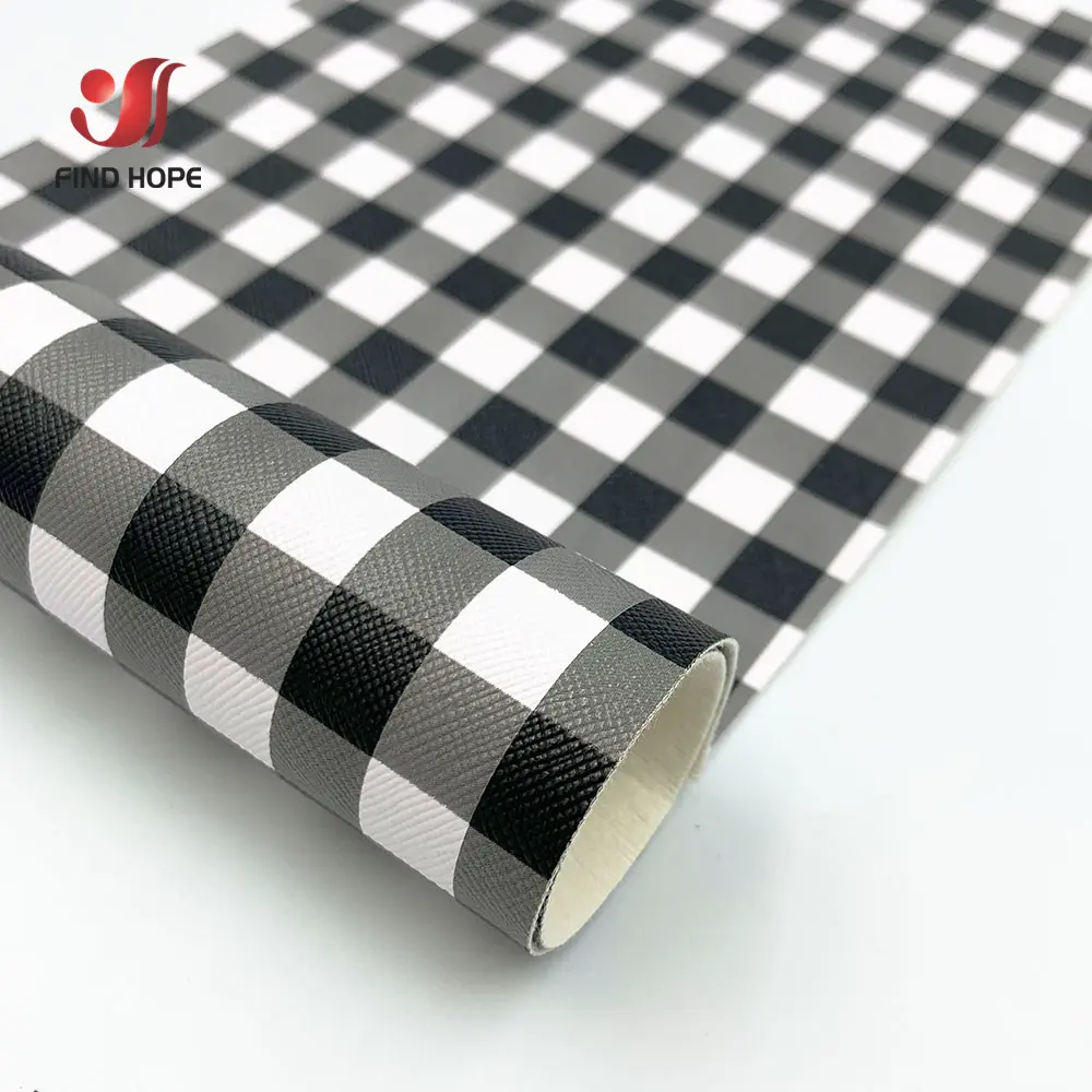 Gray White PLAID Vinyl PU Leatherette Fabric Faux Leather DIY Craft Brooch Hair Bows GIFT Handmade Earring Shoes Decor Material