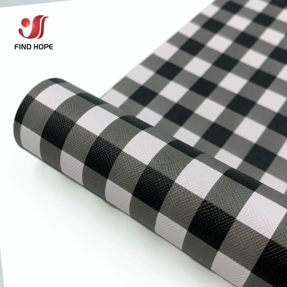Gray White PLAID Vinyl PU Leatherette Fabric Faux Leather DIY Craft Brooch Hair Bows GIFT Handmade Earring Shoes Decor Material