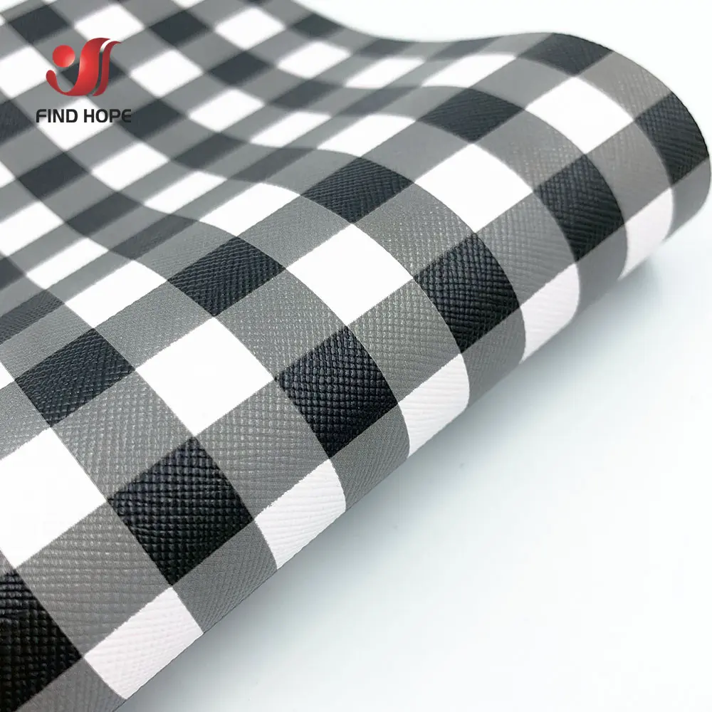 Gray White PLAID Vinyl PU Leatherette Fabric Faux Leather DIY Craft Brooch Hair Bows GIFT Handmade Earring Shoes Decor Material