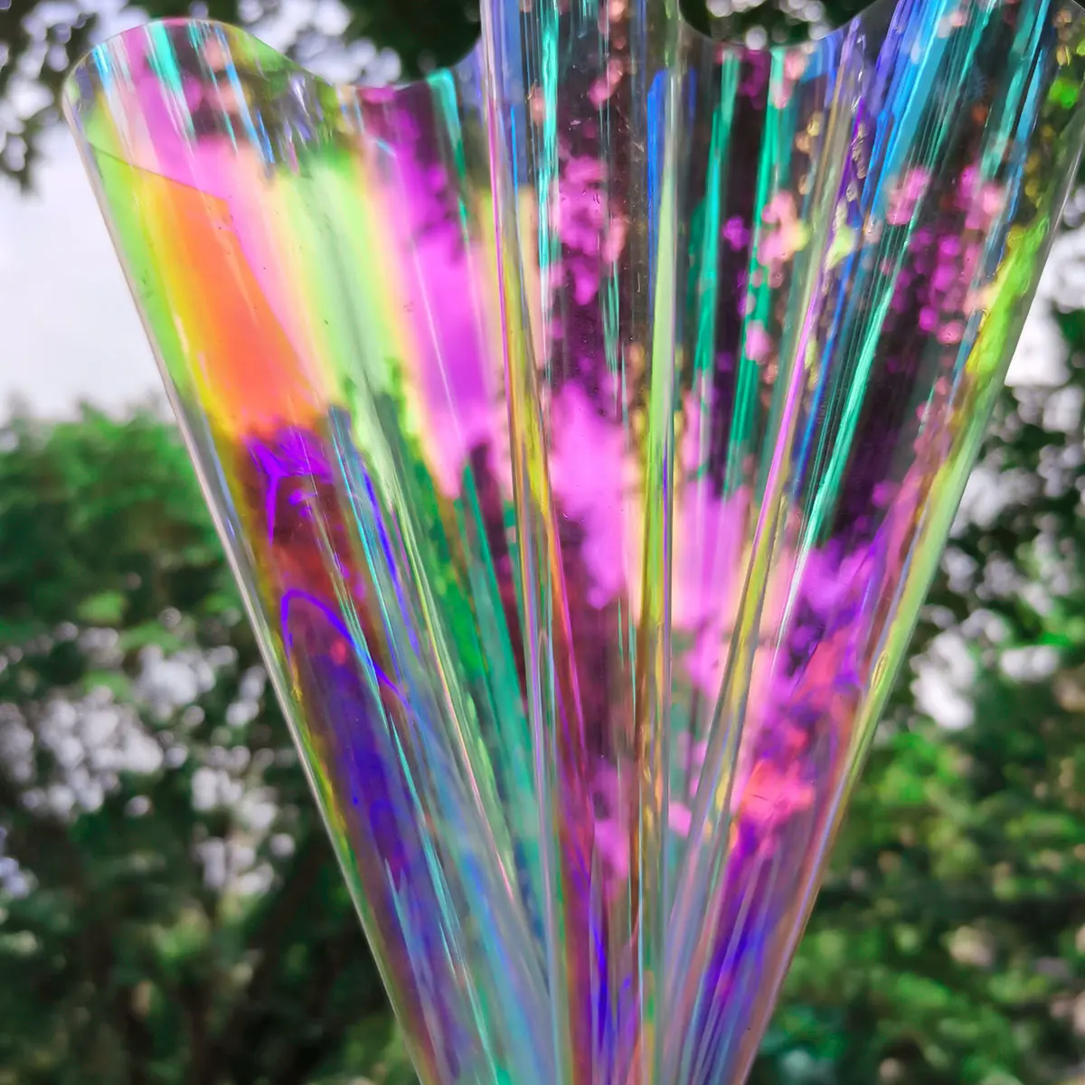 20*95cm Candy Iridescent Holographic Clear Transparent PVC Fabric Leather Laser Rainbow Film Vinyl Craft Drop Glue DIY Making