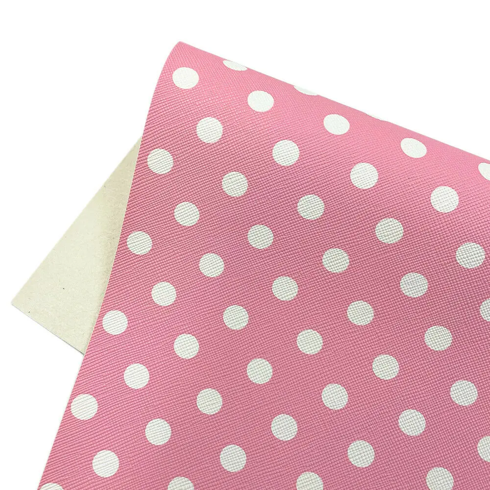 Polka Dots Macaroon Color PVC Faux PU Leather Sewing Fabric Synthetic Brooch Hair Bows GIFT Earring Handmade Decor DIY Sheet