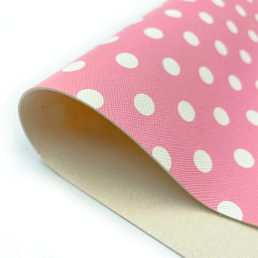 Polka Dots Macaroon Color PVC Faux PU Leather Sewing Fabric Synthetic Brooch Hair Bows GIFT Earring Handmade Decor DIY Sheet