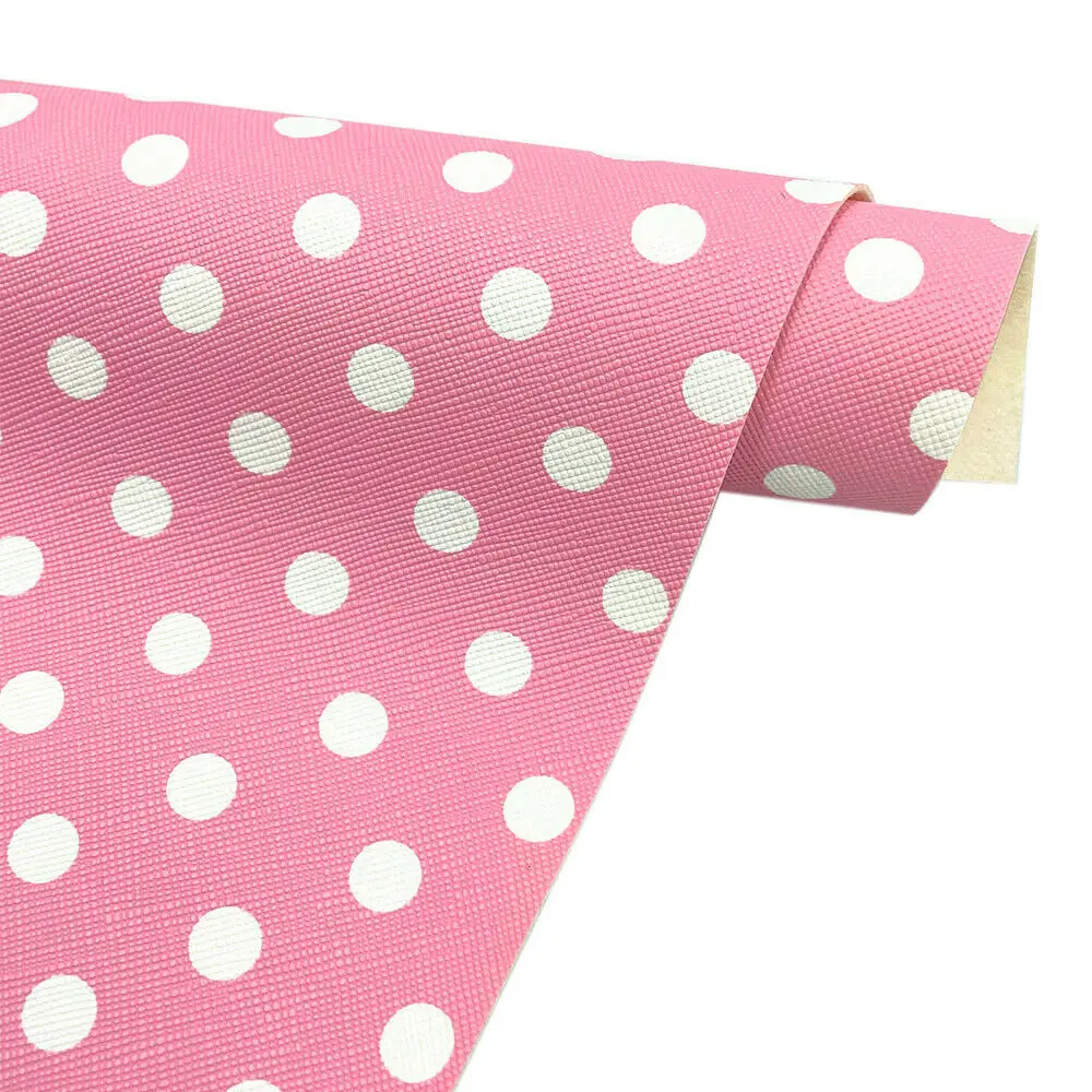 Polka Dots Macaroon Color PVC Faux PU Leather Sewing Fabric Synthetic Brooch Hair Bows GIFT Earring Handmade Decor DIY Sheet