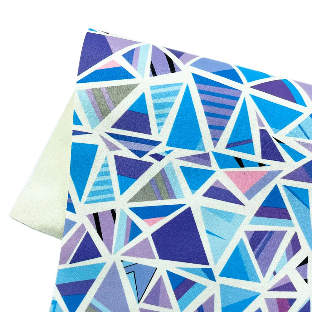 ​Geometric Graffiti Star Dot Macaroon Color Printing Flower PVC PU Leatherette Fabric Cartoon DIY Bow Toy Craft Handmade Sheet