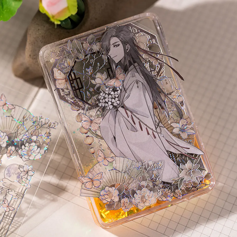 3pcs Eco-Friendly Chinese Style Stickers Bronzing Flat Decals for Bullet Journal Card Making Phone Case Decor (Tear-Resistant)