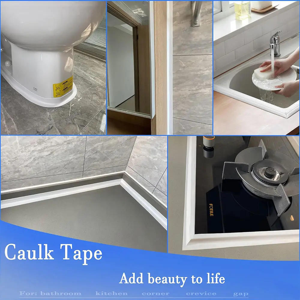 PVC Sealing Strip Tape Bathroom Bath Toilet Caulk Tape Self Adhesive Waterproof Mildew Proof Tapes For Kitchen Sink Wall Corner