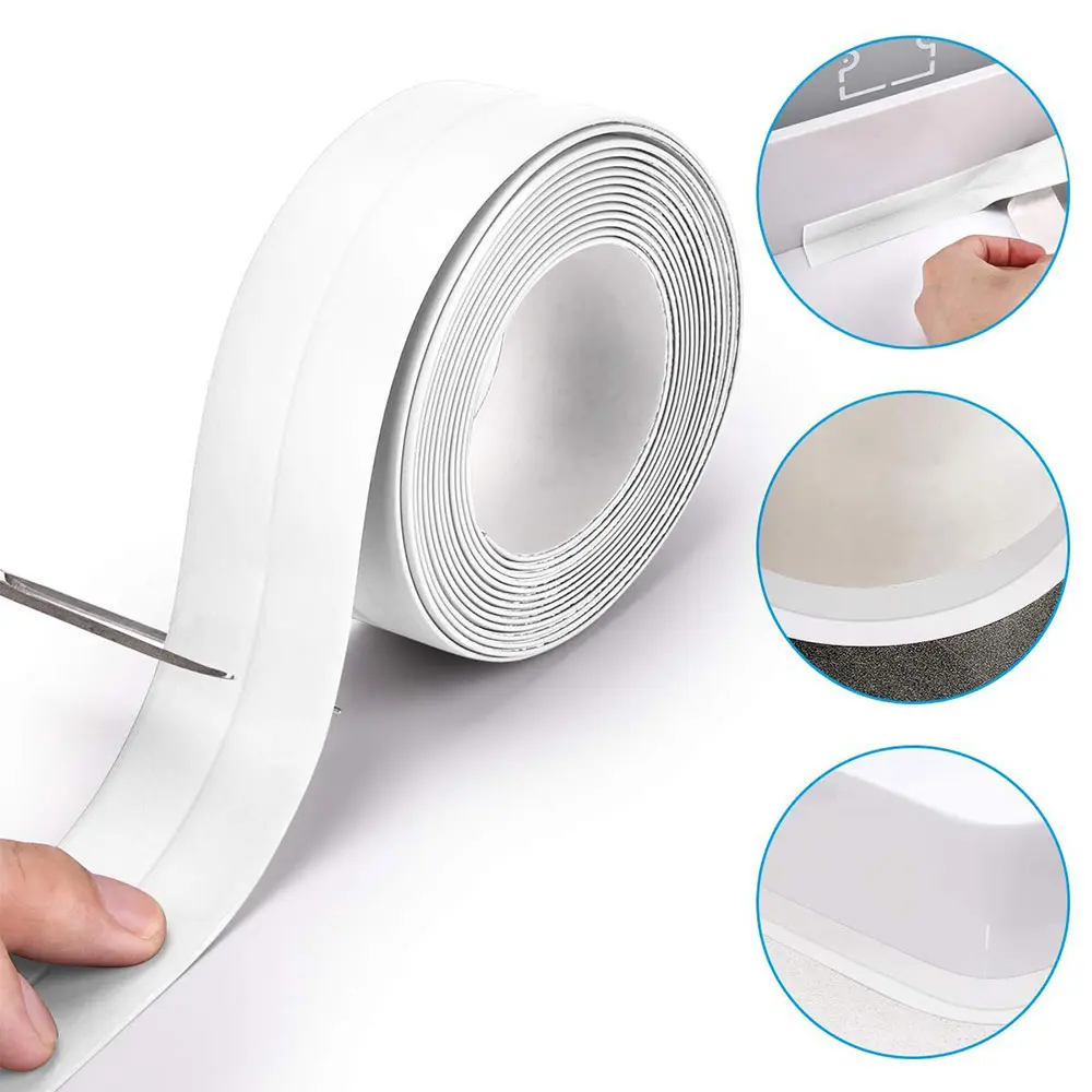 PVC Sealing Strip Tape Bathroom Bath Toilet Caulk Tape Self Adhesive Waterproof Mildew Proof Tapes For Kitchen Sink Wall Corner