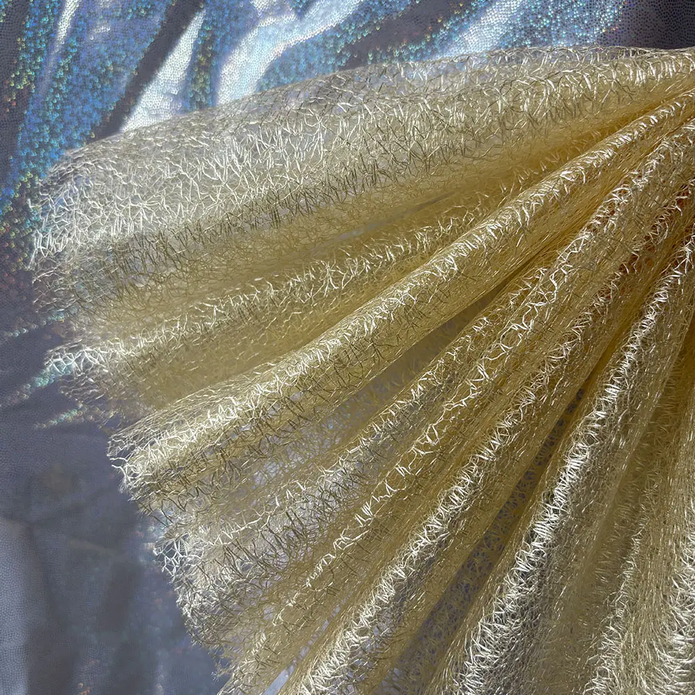 Premium Solid Color Irregular Hollowed Mesh Lace Fabric Tulle For Sewing Bridal Veil Wedding Dress DIY Crafts Home Textile Decor
