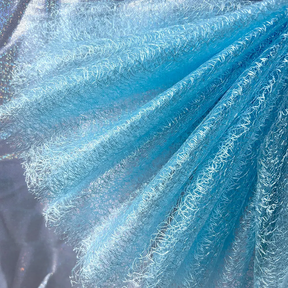 Premium Solid Color Irregular Hollowed Mesh Lace Fabric Tulle For Sewing Bridal Veil Wedding Dress DIY Crafts Home Textile Decor