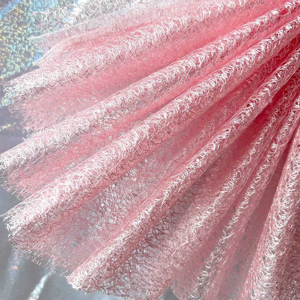 Premium Solid Color Irregular Hollowed Mesh Lace Fabric Tulle For Sewing Bridal Veil Wedding Dress DIY Crafts Home Textile Decor