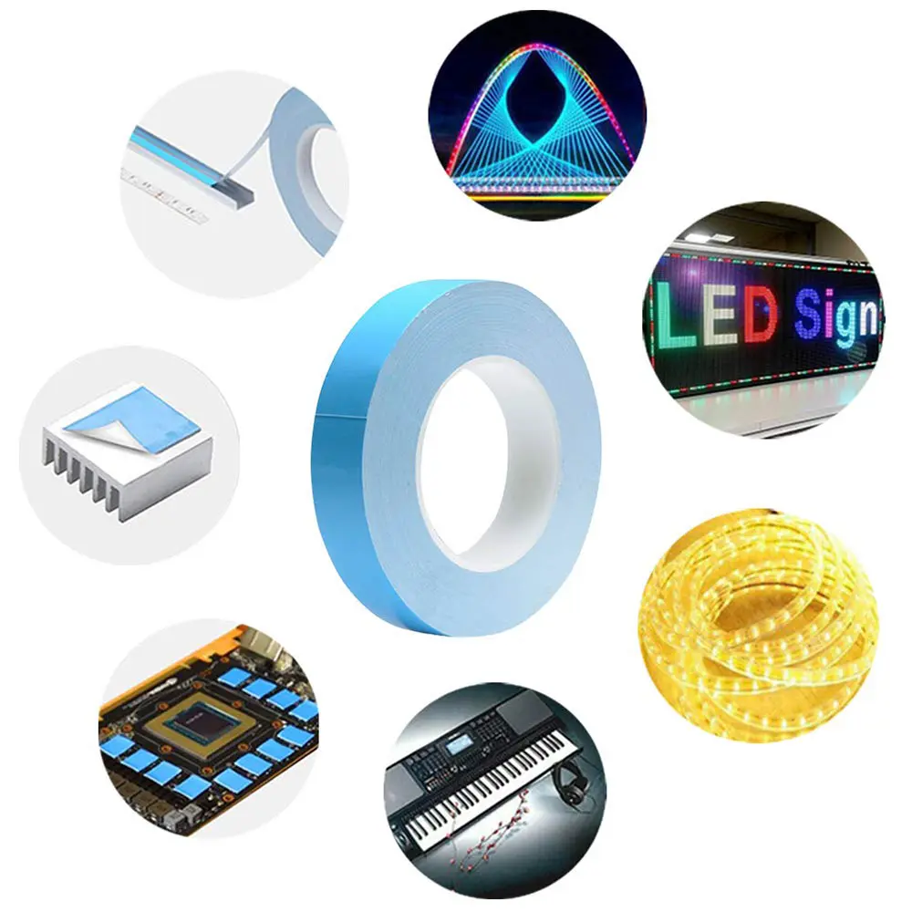 5mm 8mm 10mm 12mm 15mm Width 25M Long Transfer Tape Chip PCB LED Strip Heatsink Double Side Thermal Conductive Adhesive Tapes