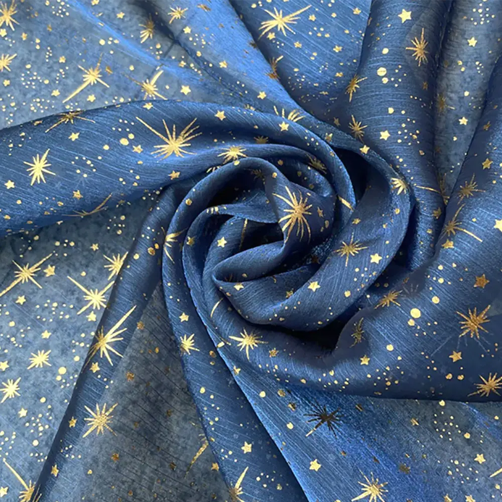 Glitter Shiny Bronzing Star Moon Organza Fabric Gilded Crepe Tulle DIY Sewing For Wedding Dresses Summer Shirt Clothes Accessory