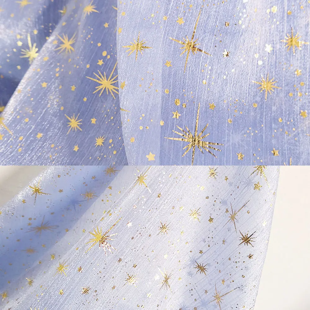 Glitter Shiny Bronzing Star Moon Organza Fabric Gilded Crepe Tulle DIY Sewing For Wedding Dresses Summer Shirt Clothes Accessory