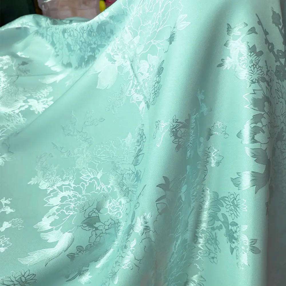 Vintage Peony Brocade Jacquard Damask Fabric 150x100cm for Sewing Clothes Suit Cheongsam Kimono Designer Wedding Dress DIY Craft