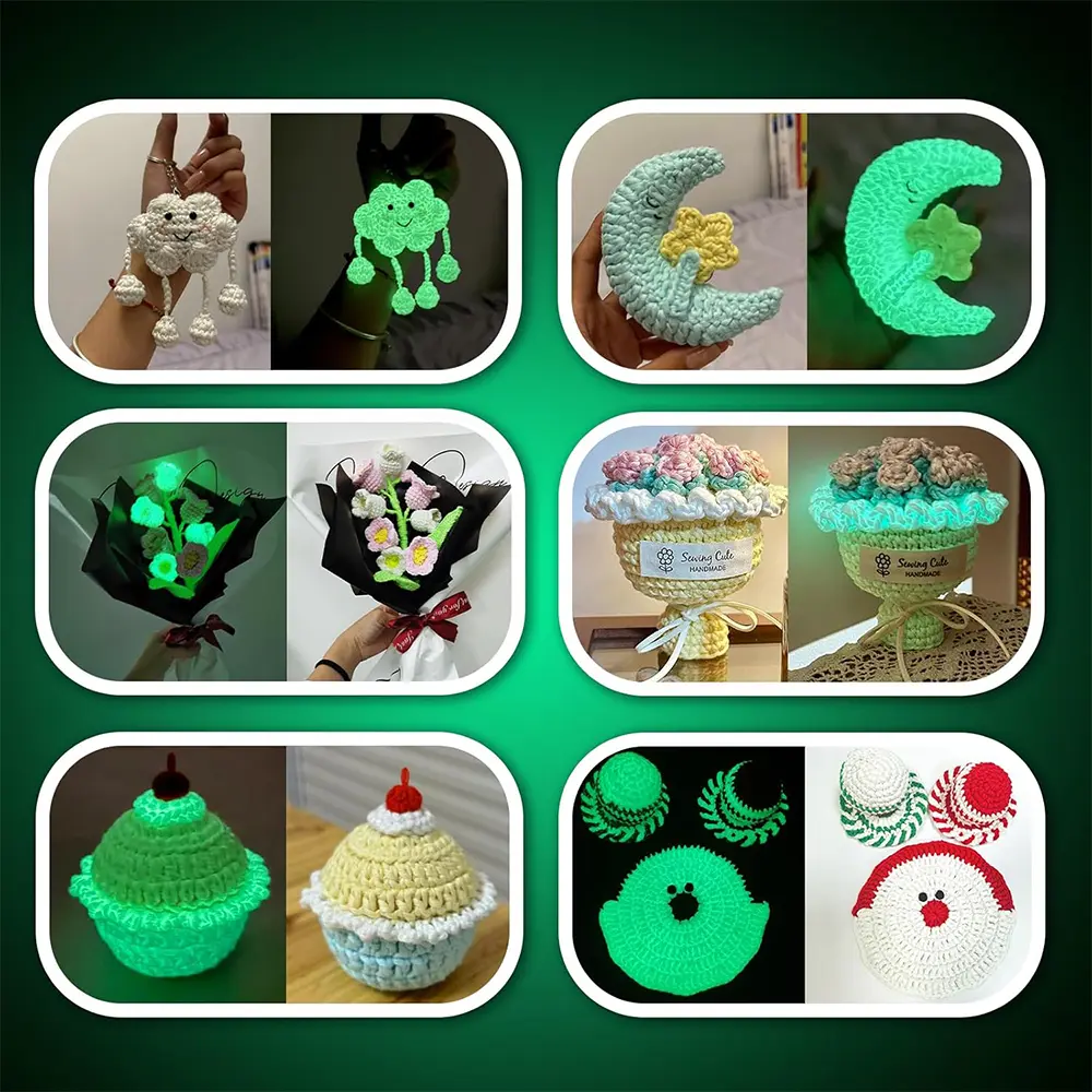 50g/Ball Glow in the Dark Yarn 2mm Polyester Luminous Yarns Knitting Sweater Hat Carpet Doll Glowing Thread Handmade Materials