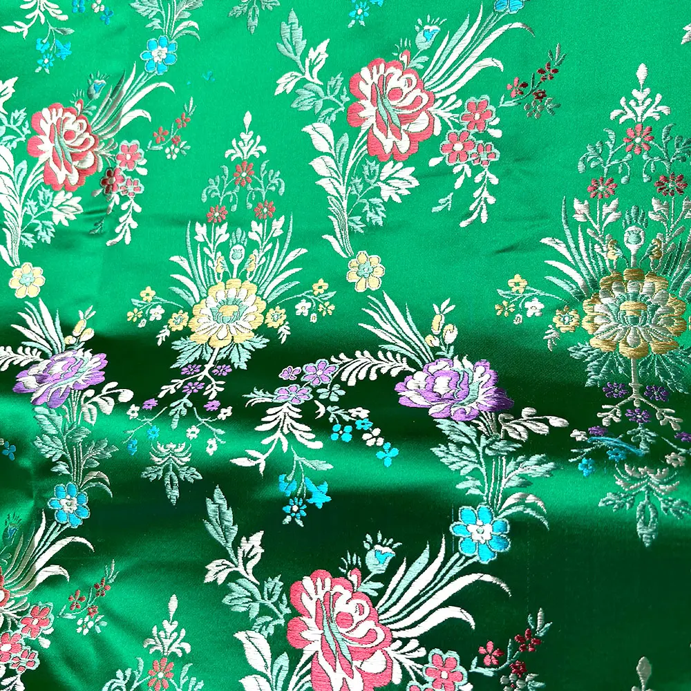 Brocade Jacquard Flower Damask Fabric Silk Satin DIY for Cheongsam Kimono Women Dress Wedding Costume Pajamas Cushion Materials