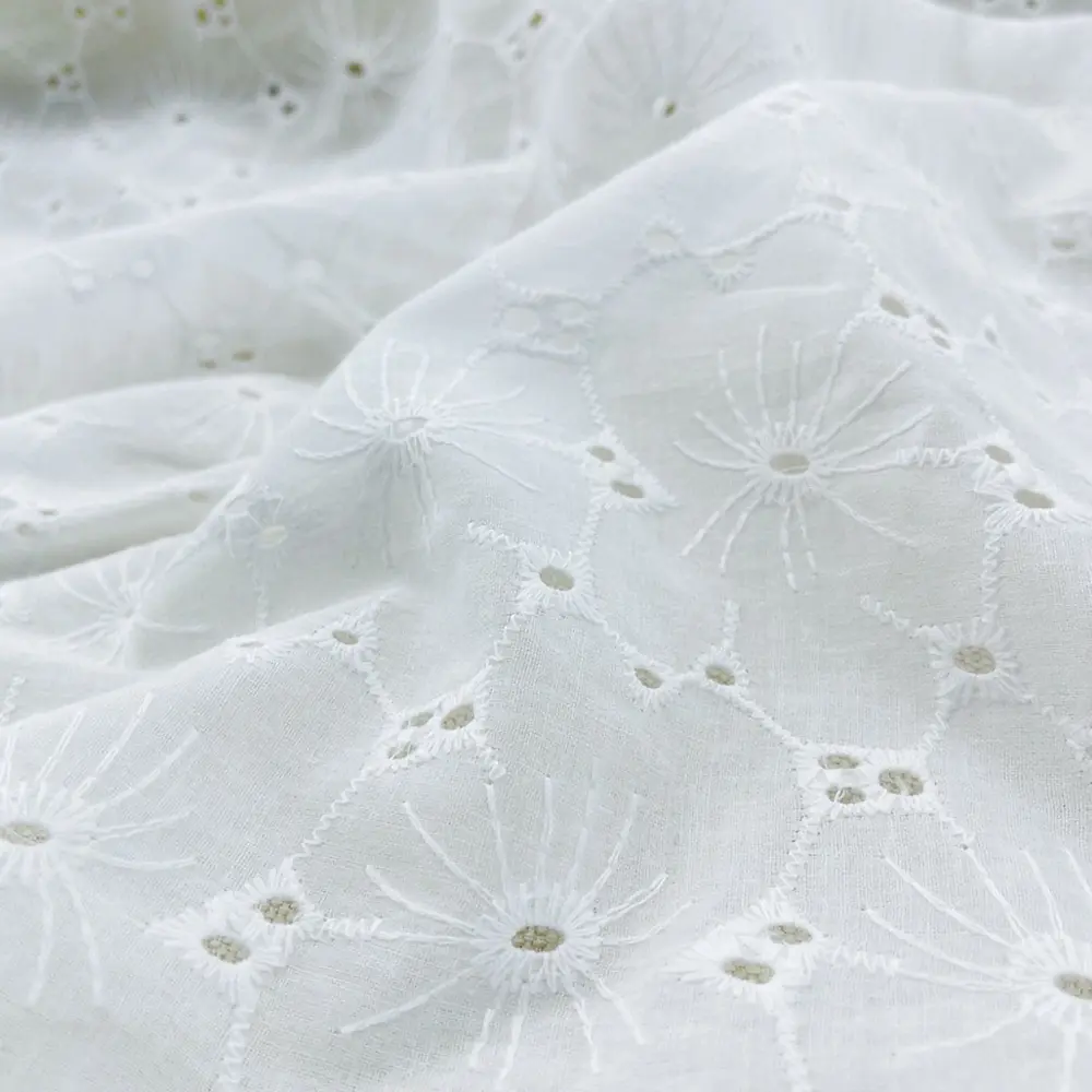 90x130cm Embroidery Lace 100% Cotton Fabric Water Soluble Hollow Flower Sewing For Girl Dress Garment DIY Curtain Scarf Material
